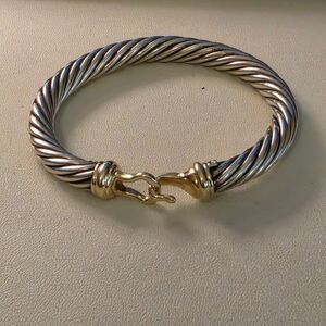 David Yurman Buckle Classic Cable Bracelet 7mm 14K gold hook clasp